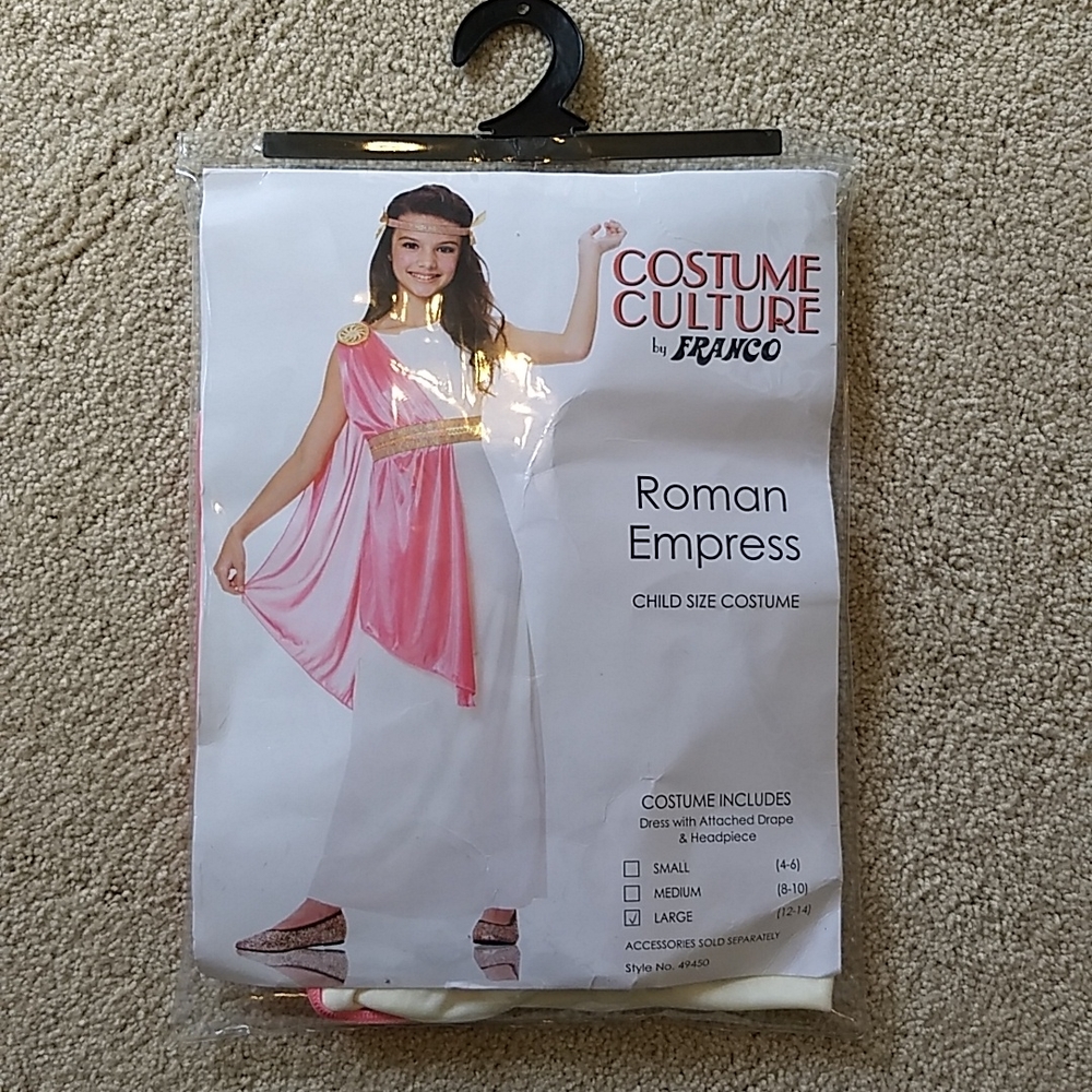 Costume Culture by Franco Roman Empress Dress Girl Kid Pink Cream Large 12-14